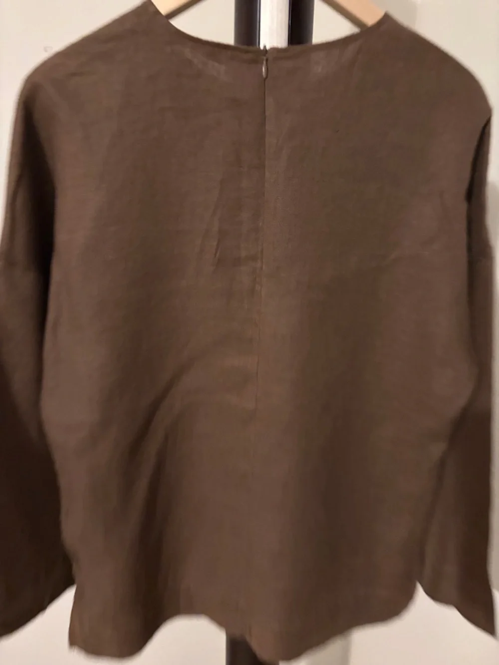 Zara Chestnut Brown Relaxed Boxy 100% linen Top - Picture 6 of 7